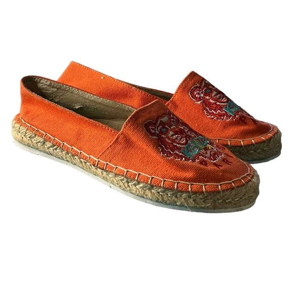 Kenzo Tiger-Embroidered Orange Canvas Espadrille Flats Size 35 (US SIZE 4) - Picture 2 of 16